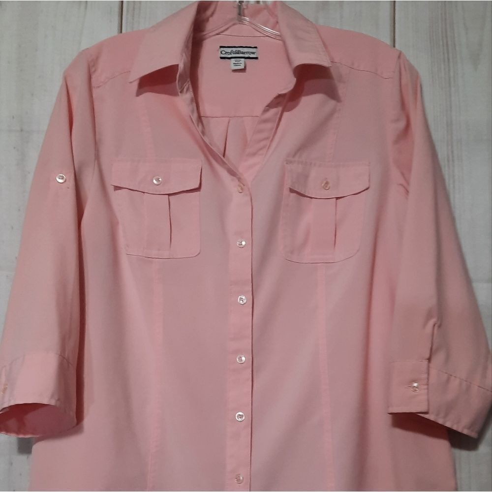 Pink Croft and Borrow blouse ladies size PM petite medium